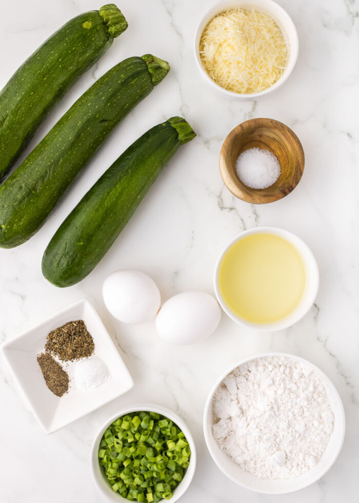Ingredients for zucchini fritters